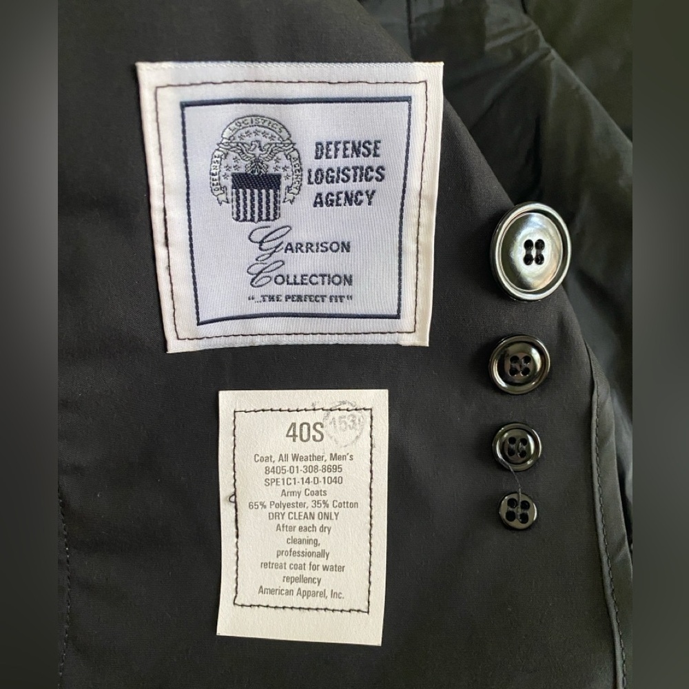 Defense Logistics Agency Garrison Black Double-Breasted All-Weather Trench Coat - Picture 3 of 11